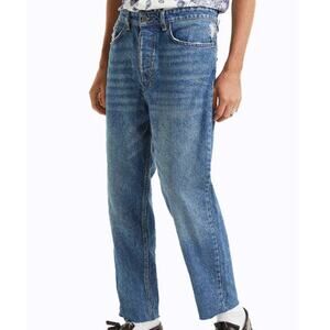 Ksubi NWT Men's Bullet Cropped Blaze Denim Jeans Size 29 Relaxed Leg Raw Hem